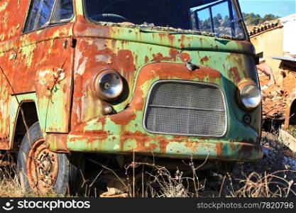 old green van abandoned old rusty