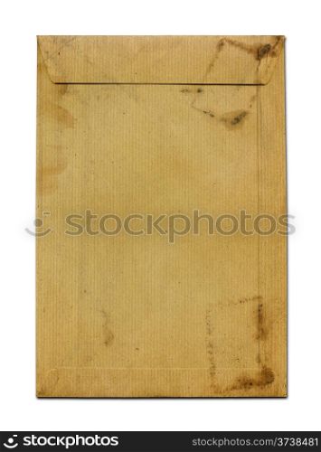 Old grunge brown paper textured envelope isolated on white with clipping path. Old grunge brown paper envelope