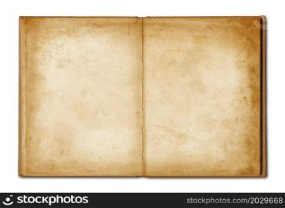 old grunge open notebook isolated on white. old grunge open notebook