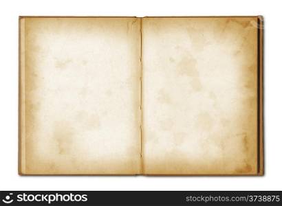 old grunge open notebook isolated on white with clipping path. old grunge open notebook