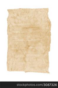 Old grunge paper sheet. Parchment isolated on white background. Old grunge paper sheet. Parchment isolated on white