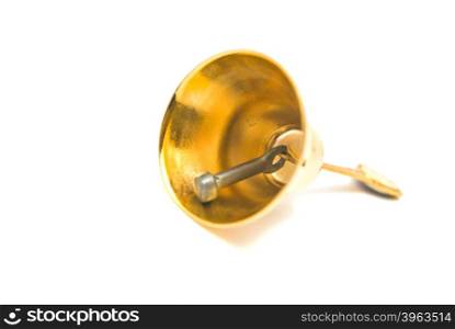 Old handbell close-up on white background