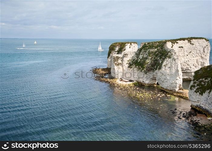 Old Harry Rocks on Jurassic Coast in Dorest England, UNESCO World Heritage location