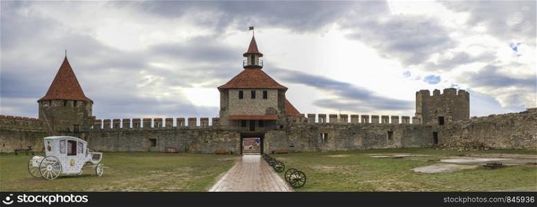 Old historic Fortress on the banks of the Dniester River, Bender city, Transnistria, Moldova. Fortress in Bender, Transnistria, Moldova