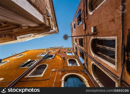 Old Historical Houses Facades in Venice, Italy
