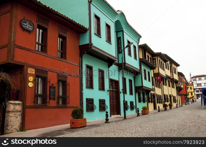 Old historical Turkish Houses and street in Eskisehir