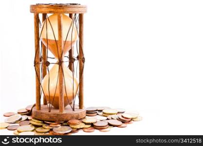 Old hourglass (made in India, XIX century) with euros