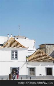 old houses in street of Faro, Portugal
