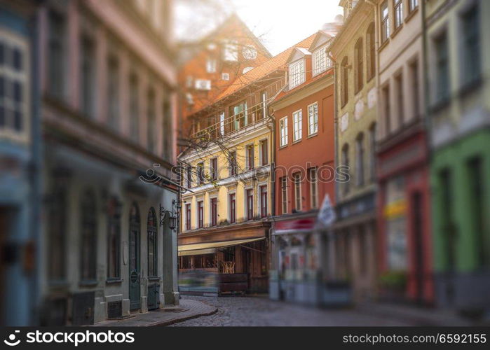 old houses on Riga street. Latvia. Europe