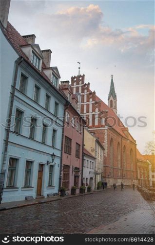 old houses on Riga street. Latvia. Europe