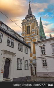 old houses on Riga street. Latvia. Europe