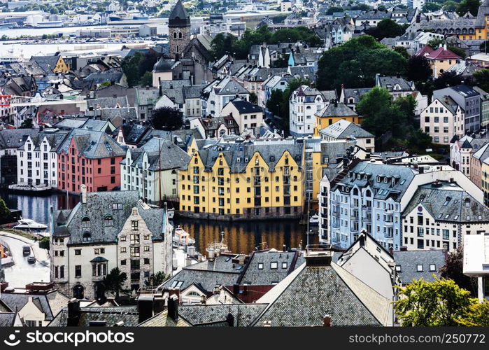 old houses. Scenic Alesund.Norway