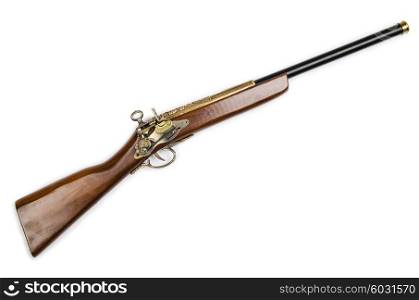 Old hunter rifle isolated on white