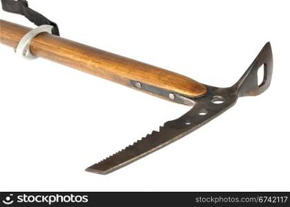 Old ice axe on a white background