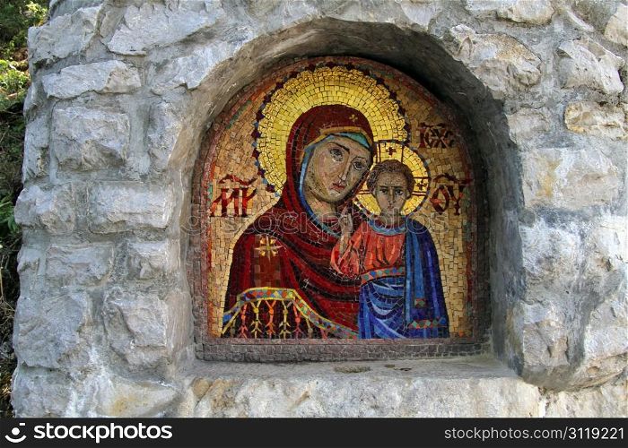 Old image of Sain Mary in monastery near Pljevlja, Montenegro