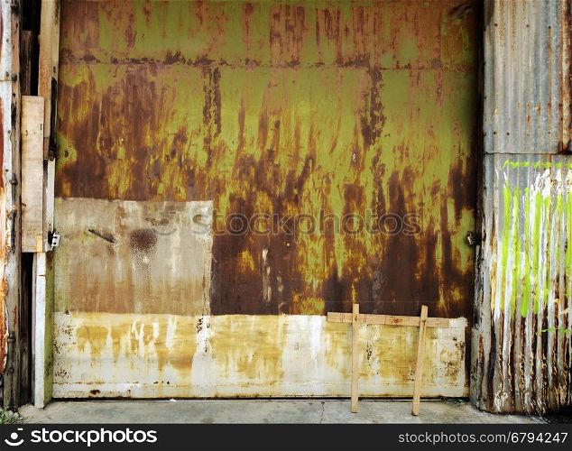 old industrial garage door, background wallpaper