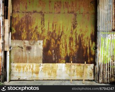 old industrial garage door, background wallpaper