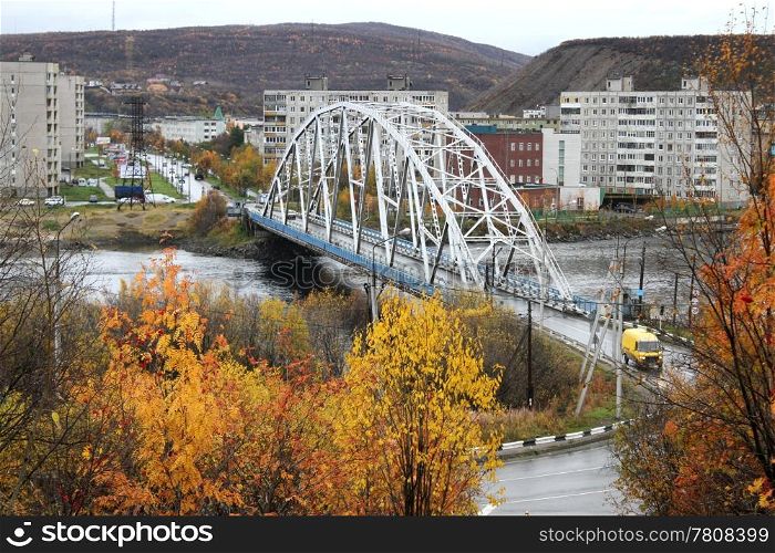 Old iron bridge in Kola, near Murmansk, Russia