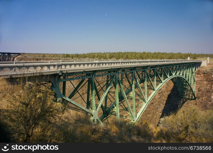 Old iron bridge over the Crooked River Canyon, Central Oregon