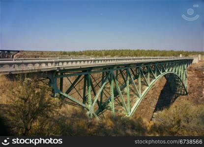 Old iron bridge over the Crooked River Canyon, Central Oregon