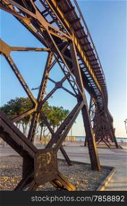old iron structure to transport minerals to praise boats almeria, Spain