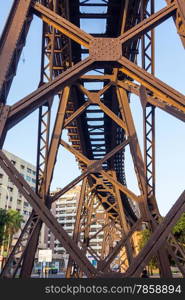 old iron structure to transport minerals to praise boats almeria, Spain