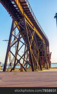 old iron structure to transport minerals to praise boats almeria, Spain