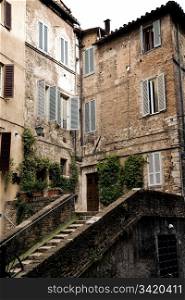Old Italy. Typical Street View In Italy. Perugia.