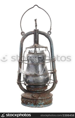 Old kerosene lamp. Isolated on white background