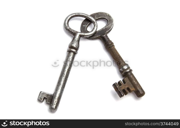 Old key isolated on white background