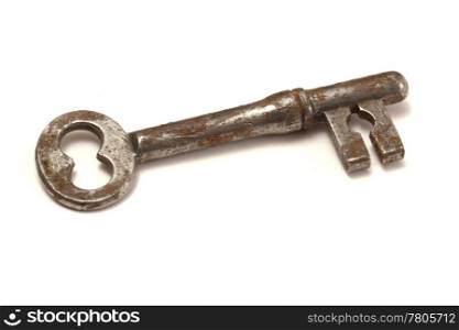 Old key isolated on white background