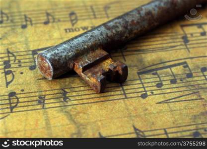 Old key on music sheet