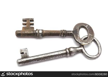 Old keys isolated on white