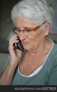 Old lady making phone call