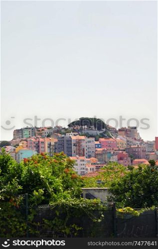 Old Lisbon city and buildings in summer time