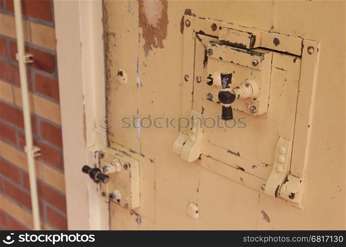 Old lock in a prison, selective focus