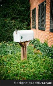 Old mail box. Vintage metal post box