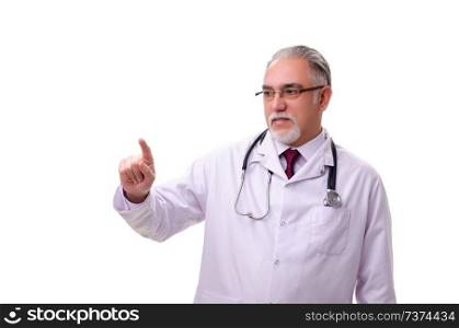 Old male doctor isolated on white 