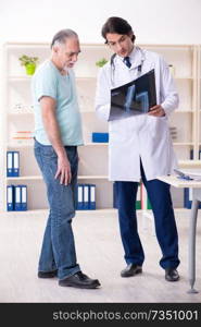 Old man visiting young male doctor 