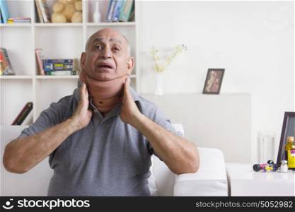 Old man with neck brace