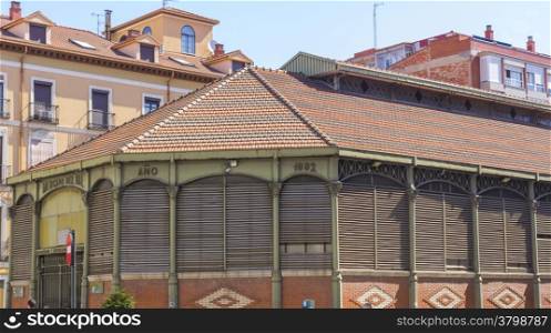 old market built in 1882 brick and iron columns, Valladolid, Spain