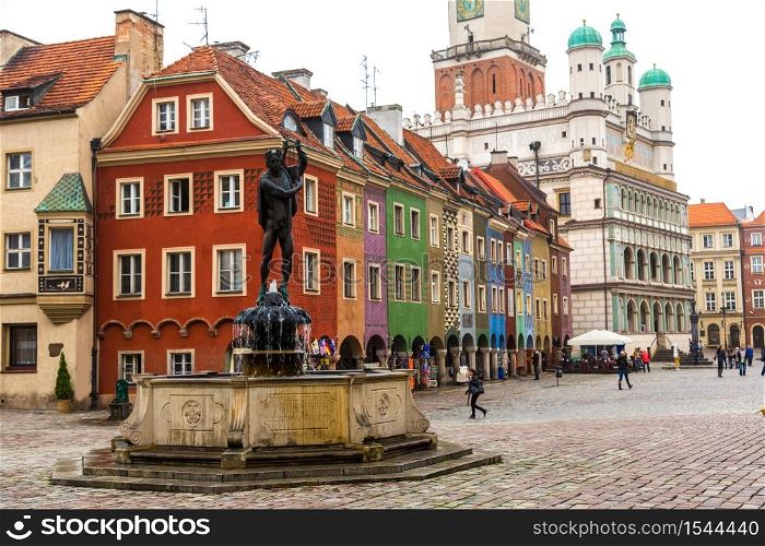 Old market square in Poznan in a summer day, Poland