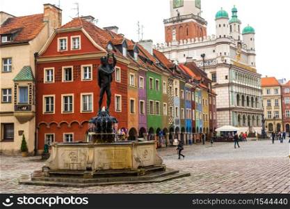 Old market square in Poznan in a summer day, Poland