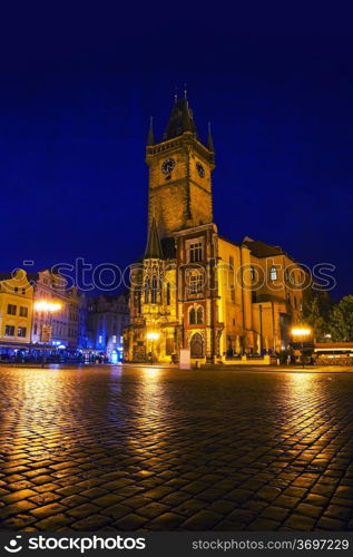 Old market square in Prague at night time