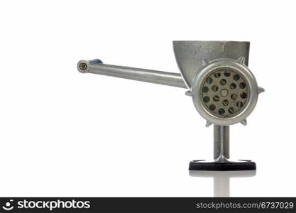old meat mincer isolated on white background