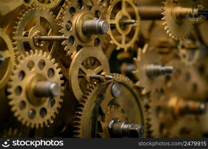 Old mechanism with gears and cogs macro