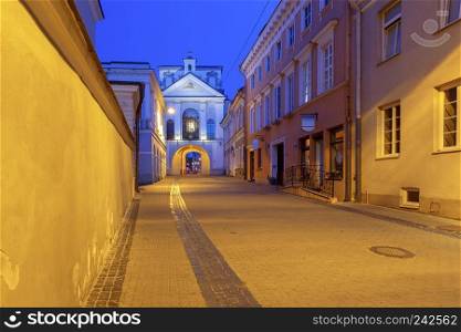 Old medieval city gates at dawn. Vilnius. Latvia. Vilnius. Old city gate at dawn.