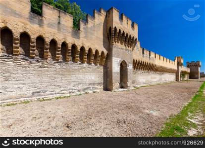 Old medieval fortress wall around the city. Avignon. Provence. France. Avignon. The old fortress wall around the city.