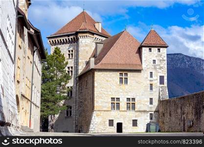Old medieval stone houses in the historic part of the city. Annecy France.. Annecy Old stone houses in the historic part of the city.