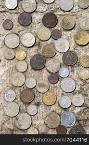 Old metal coins collectiion as a background